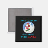 Wahrscheinlich wird mit Santa lustig Merry Ch Ski Magnet (Vorderseite/Rückseite)