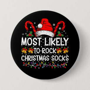 Wahrscheinlich wird Rock Christmas Socken Lustiges Button