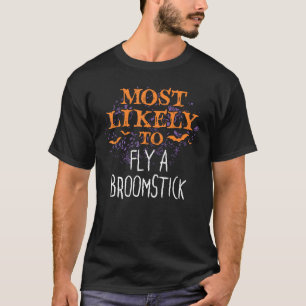 Wahrscheinlich zu Halloween Fliege ein Broomstick T-Shirt