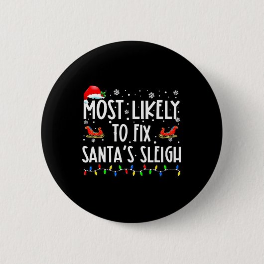 Wahrscheinlichste, um den Weihnachtsmann-Schlitten Button (Vorderseite)