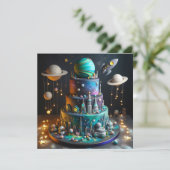 WÄHRUNGSPLÄNE UND ROCKETS KINDERGEBURTSTAG CAKE KARTE (Stehend Vorderseite)