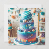 WÄHRUNGSPLANET THEMA KINDERGEBURTSTAG CAKE KARTE (Vorderseite)