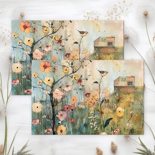 WÄHRUNGSVÖGEL IM FRÜHJAHRESZENTRUM SEIDENPAPIER