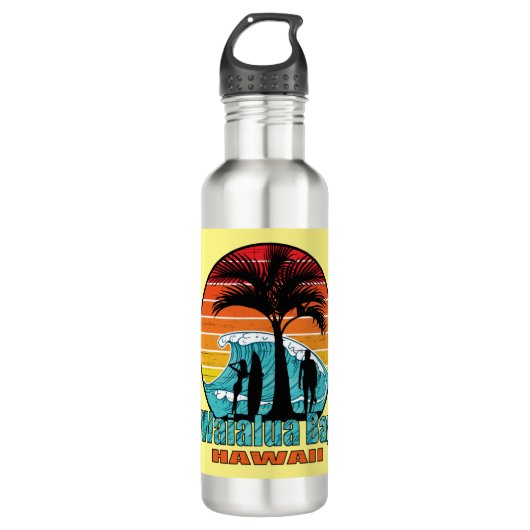 Waialua Bay Beach Hawaii Surfers Edelstahlflasche (Vorderseite)