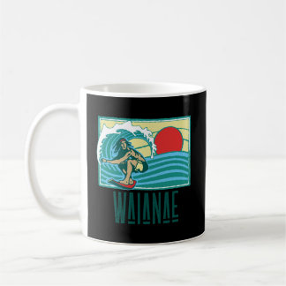 Waianae Hawaii Vintag Surfer Wave Retro Graphic Kaffeetasse