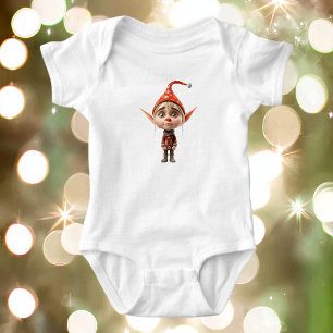 Waifish Girl Christmas Elf Baby Bodysuit Strampler