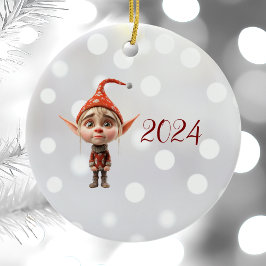 Waifish Girl Christmas Elf Keramik Ornament