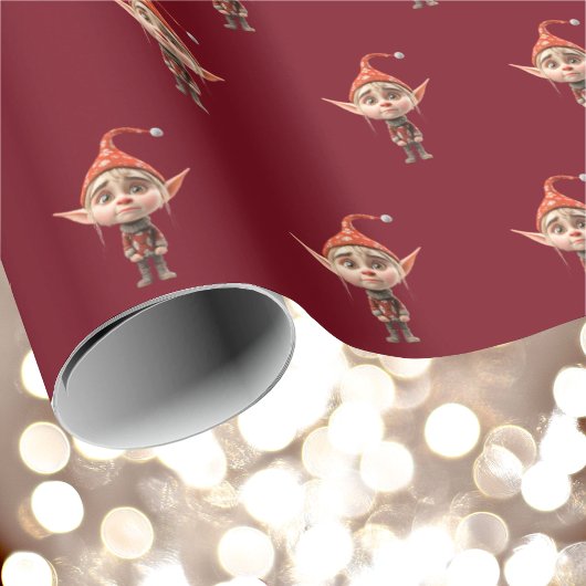 Waifish Girl Christmas Elf Wrapping Paper Geschenkpapier