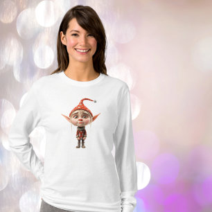 Waifish Girl Weihnachtself T-Shirt der Frauen