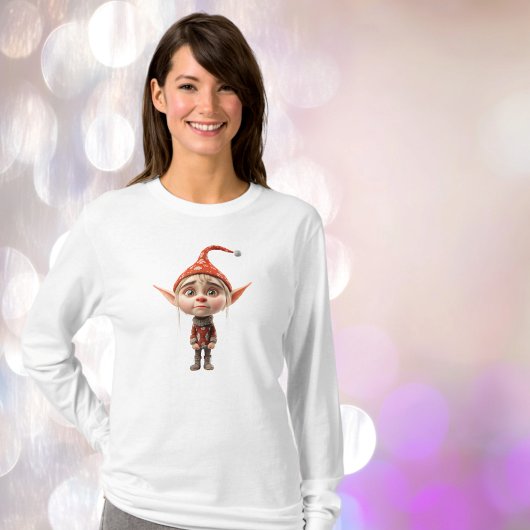 Waifish Girl Weihnachtself T-Shirt der Frauen