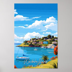 Waiheke Island Neuseeland Vintage Reise Poster