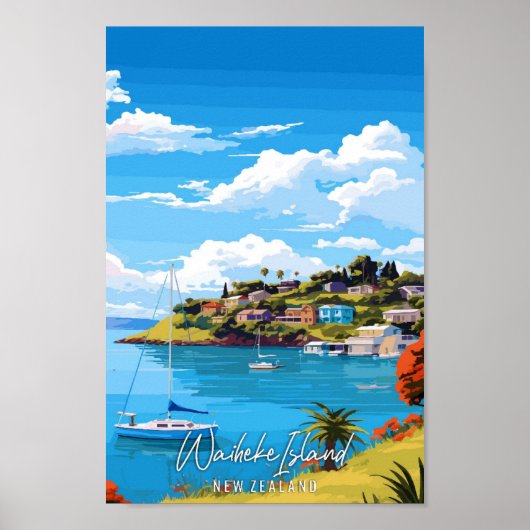 Waiheke Island Neuseeland Vintage Reise Poster (Vorne)