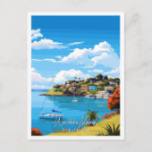 Waiheke Island Neuseeland Vintage Reise Postkarte (Vorderseite)