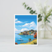 Waiheke Island Neuseeland Vintage Reise Postkarte (Stehend Vorderseite)