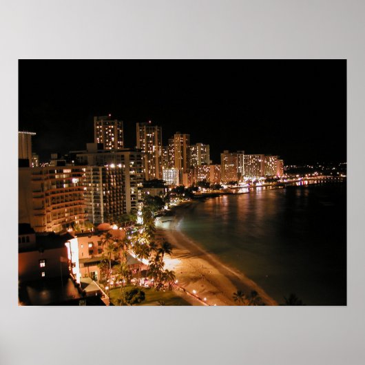Waikiki Beach at Night Poster (Vorne)