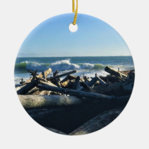 Waikiki Beach, Cape Disappoinment, Washington Keramik Ornament
