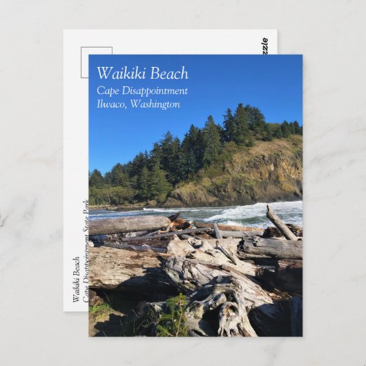 Waikiki Beach, Cape Disappoinment, Washington Postkarte (Vorne/Hinten)
