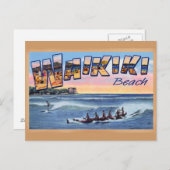 Waikiki Beach Club Vintage Postkarte (Vorne/Hinten)