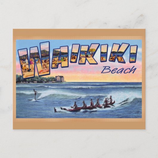 Waikiki Beach Club Vintage Postkarte (Vorderseite)