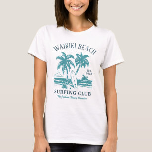 Waikiki Beach Familienurlaub Vintage Surfing Logo T-Shirt