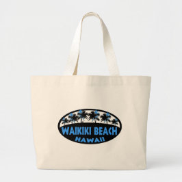 Waikiki Beach Hawaii blaue schwarze Handtüte Jumbo Stoffbeutel