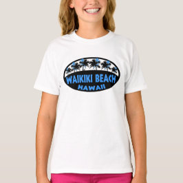 Waikiki Beach Hawaii blaues schwarzes Handhemd T-Shirt