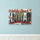 Waikiki Beach, Hawaii - Große Briefszenen Leinwanddruck (Insitu (Holzboden))