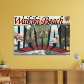 Waikiki Beach, Hawaii - Große Briefszenen Leinwanddruck (Insitu (Wohnzimmer))