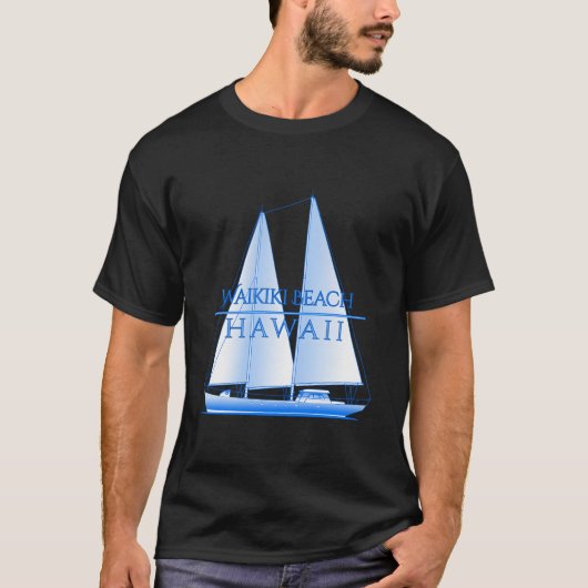 Waikiki Beach Hawaii Nautical Sailing Sailor T-Shirt (Vorderseite)