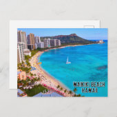 Waikiki Beach Hawaii Postkarte (Vorne/Hinten)