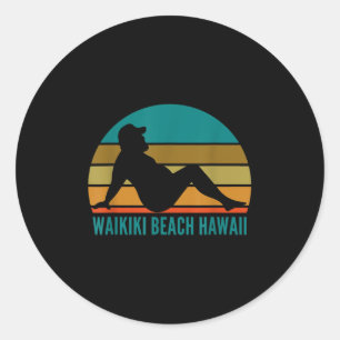 Waikiki Beach Hawaii Spaß Funny Drink Adult Jo Runder Aufkleber