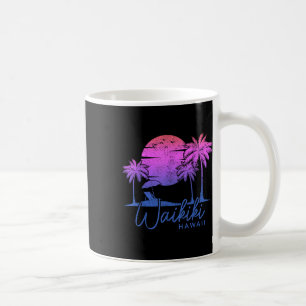 Waikiki Beach Hawaii Surf Vintag Sunset Surfer Kaffeetasse