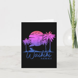 Waikiki Beach Hawaii Surf Vintag Sunset Surfer Karte