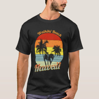 Waikiki Beach Hawaii Tropical Palm Trees Vacation T-Shirt