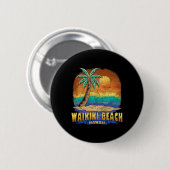 Waikiki Beach Hawaii Vintag geplagtes Souvenir Button (Vorne & Hinten)