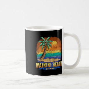 Waikiki Beach Hawaii Vintag geplagtes Souvenir Kaffeetasse