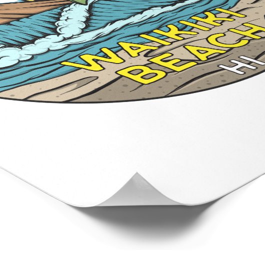 Waikiki Beach Hawaii Vintag Poster (Ecke)