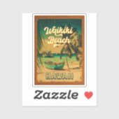 Waikiki Beach Hawaii Vintage Palmen Bäume Souvenir Aufkleber (Blatt)