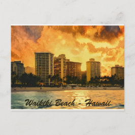 Waikiki Beach Honolulu Hawaii Postcard Postkarte