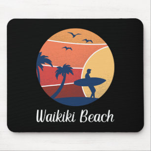 Waikiki Beach Honolulu Hawaii Surfen Surfer Vinta Mousepad