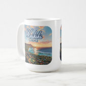 Waikiki Beach Honolulu Oahu Hawaii Retro Kaffeetasse (Vorderseite Links)