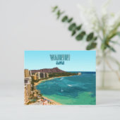 Waikiki Beach Honolulu Oahu Hawaii Vintag Postkarte (Stehend Vorderseite)