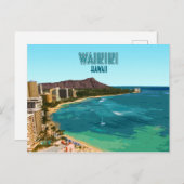 Waikiki Beach Honolulu Oahu Hawaii Vintag Postkarte (Vorne/Hinten)