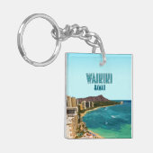 Waikiki Beach Honolulu Oahu Hawaii Vintag Schlüsselanhänger (Vorderseite links)
