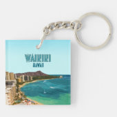Waikiki Beach Honolulu Oahu Hawaii Vintag Schlüsselanhänger (Rückseite)