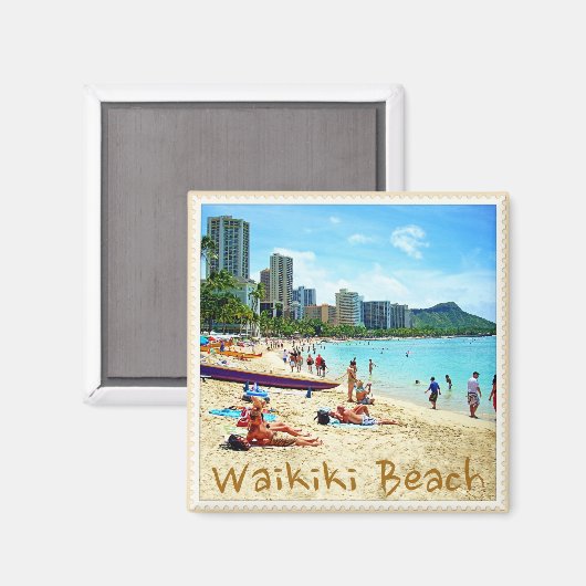 Waikiki Beach Magnet (Vorderseite/Rückseite)