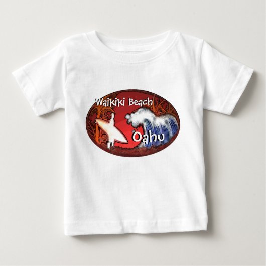 Waikiki Beach Oahu Hawaii Babysurfart Tee (Vorderseite)