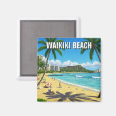 Waikiki Beach Oahu Hawaii Travel Magnet (Vorderseite/Rückseite)