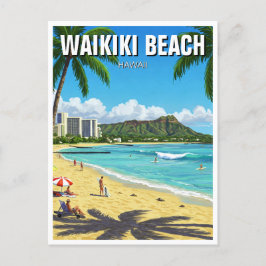Waikiki Beach Oahu Hawaii Travel Postkarte