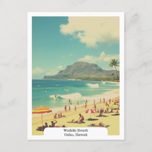 Waikiki Beach, Oahu, Hawaii Travel Retro Postkarte